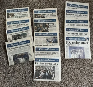 September 11 2001 Chicago Tribune Lot Newspapers 13 Total - Picture 1 of 7