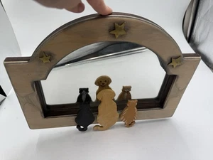 Vintage 1996 Judy Rand Handcrafted Wall Mirror, Wooden Frame w/ Hand-Paint - Picture 1 of 12