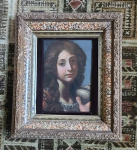 Antigua pintura al óleo original del siglo XIX retrato de joven dama marco elegante ornamentado - Imagen 1 de 24