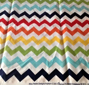 1 Yard Riley Blake Designs ZIG ZAG Print FABRIC 2012 Chevron C320 Cotton - Picture 1 of 1