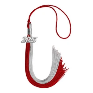 Endea Graduation Red/Grey Tassel With Silver Date Drop - Picture 1 of 21