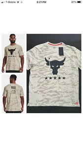 Under Armour Size XL Project Rock Veterans Day Show Camo T-Shirt Brand New Tan - Picture 1 of 11