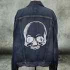 Custom Lucky Brand Denim Jean Jacket - Skull Jacket - Dark Wash Men's Xxl