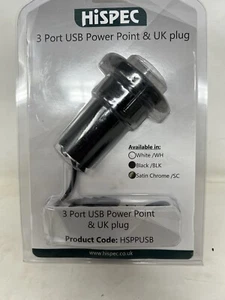 Cargador USB de escritorio Hispec Power Point emergente de 3 puertos y enchufe del Reino Unido. - Imagen 1 de 3