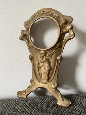 Antiguo marco de fotos Art Nouveau redondo/New Haven dorado bronceado reloj caja dorado Foto 1 de 4