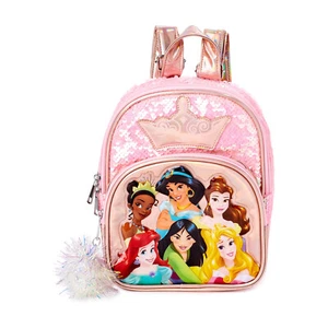 Mini Backpack - Dinsey Princess - Gold Glitter Shiny 10" Girls School Bag - Picture 1 of 3