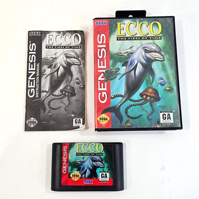 Ecco: The Tides of Time (Sega Genesis, 1994) Game Case Manual - Tested - Image 1 of 4