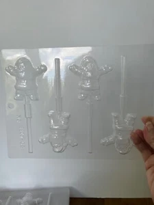 CK Products Excited Santa Lolly Chocolate Mold Lollipop 4 Cavity 2.75" - Picture 1 of 5