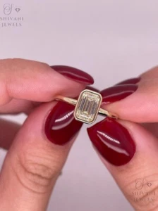 Certified 0.50-1Ct Emerald Cut Lab Grown Diamond 14k Gold Engagement Ring Women - Imagen 1 de 13