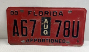 Vintage Florida APPORTIONED License Plate red W/ Black Letters - Picture 1 of 2