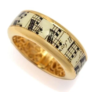 Toscana Italiana "Flora Carta" Printed Paper & Enamel Cigar Band Ring - Picture 1 of 5