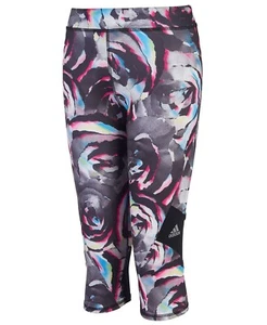 adidas Little Girls Alpha Printed Climalite Capri Tights Size 5 - Picture 1 of 2