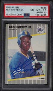 1989 FLEER KEN GRIFFEY JR. ROOKIE RC #548 PSA 8.5 W/GEM MINT AUTO - Picture 1 of 2