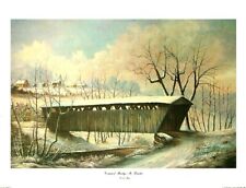 Covered Bridge in Winter Russell May Limited Edition Hand Signed Print 1742/2000