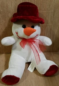 Plüsch Schneemann rot und weiß 8 Zoll - Bild 1 von 1
