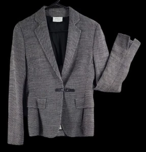 Giacca abito blazer donna Akris Punto nero/crema lana TAGLIA 6 - Foto 1 di 20