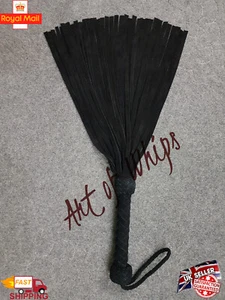 Black Suede Leather & 36 Suede Leather Tails Original Flogger Whip Adult Play - Picture 1 of 5