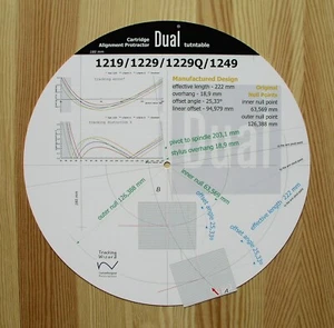 Dual 1219/1229/1229Q/1249 Tonearm Cartridge Stylus Alignment Protractor - Picture 1 of 7