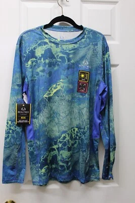 Realtree Wav3  Men's Long Sleeve Performance Fishing Tee-Yellow-2XL-13849-NWT - Image 1 of 4