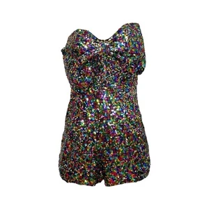 $386 NWT HUTCH Lola Bow Romper, Rainbow Sequins, 2 (US) - Picture 1 of 9