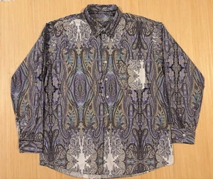Alan Flusser Shirt Mens 2XL XXL Blue Paisley Button Up Long Sleeve - Picture 1 of 9