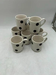 8) LENOX DECO DOT BLACK COFFEE MUGS KATE SPADE **READ** - Picture 1 of 4