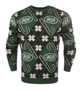 New York Jets Candy Cane Repeat Sweater - Green Sz. S - Picture 1 of 1