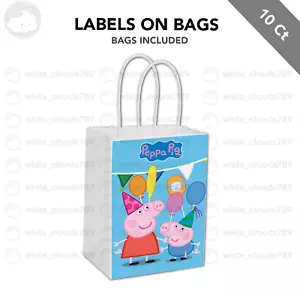 10 Peppa Pig George Label on White Kraft Gift Bag Birthday Party Favor 5.5 x 8 - Picture 1 of 1