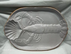 LOBSTER PLATTER 16 x 11 INCH WHITE GLAZED TERRACOTTA VINTAGE Romertopf - Picture 1 of 24
