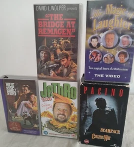 JOB LOT OF 5 VHS VIDEO TAPES SCARFACE/CARLITO'S WAY/WEST SIDE STORY/JETHRO LIVE - Imagen 1 de 1