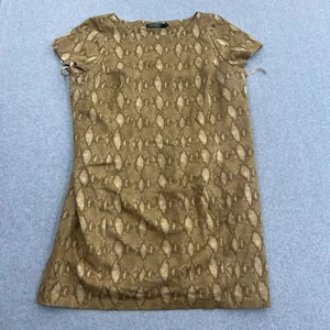 Lauren Ralph Lauren Shift Dress Womens 2X Tan Brown Snake Print Casual - Picture 1 of 7