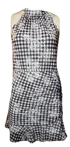 Cato Women's Black Floral Gingham Sleeveless Dress size Large #L4 - Picture 1 of 5