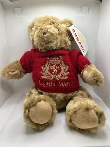 Queen Mary 2 Cunard Brown Plush Teddy Bear Red Sweater 28cm Tall - Keel Toys - Picture 1 of 9
