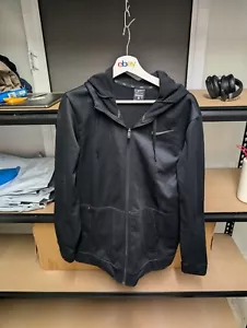 Nike Hoodie Mens Size L Black Dri Fit Polyester Blend Full Zip Swoosh Tick Logo - Picture 1 of 7