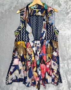 Soft Surroundings Vest Womens Medium Mixed Print Lace Sequin Boho Art to Wear - Picture 1 of 10