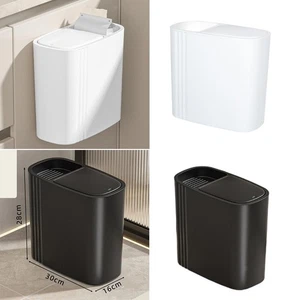 Bathroom Trash Can Rectangular Small Compact Slim Garbage Bin 12L for Under Desk - Picture 1 of 15