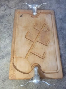 Großes 24"x15" Arthur Court Designs Longhorn Holz Schneide Schnitzbrett - Bild 1 von 5