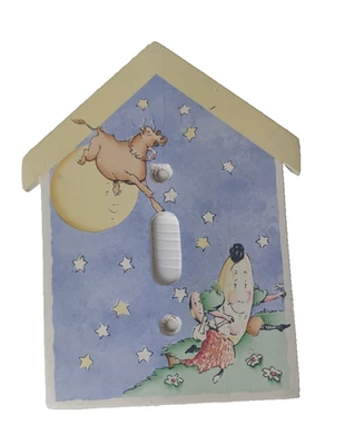De Colección Vaca Saltó Sobre La Luna Madera Interruptor de Luz Placa Cubierta Guardería Laura Ashley Foto 1 de 4