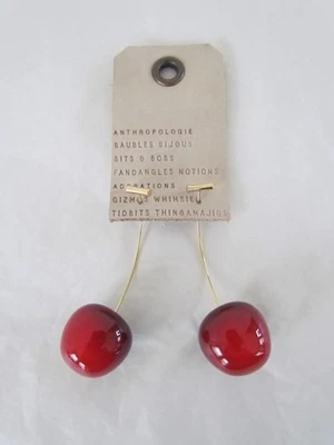 Anthropologie Cherry Drop Earrings Red Dark Cherry NEW - Image 1 of 4