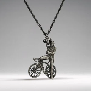 Cycling Pendant – Vintage Style 925 Silver Sports Necklace for Bike Riders - Picture 1 of 13
