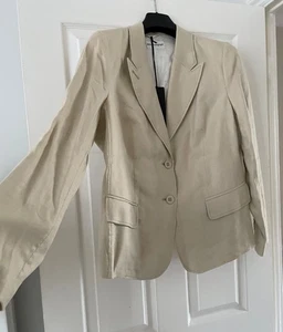 M&S AUTOGRAPH 100% Pure Linen Lovely Quality Beige Jacket Size 16 NWT £65 - Picture 1 of 17