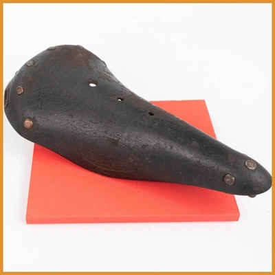 SELLE CUIR AQUILA VINTAGE ANNÉES 40 50 SIÈGE VÉLO DE ROUTE VÉLO ANCIEN BIANCH... - Photo 1/4