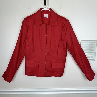 Cabi Red Valentine Linen Blend Blazer Jacket Button Down Size MED - Image 1 of 4