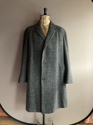 Dhobi Tweed Overcoat Mens Size 42 Grey Wool Raglan Balmacaan Coat - Image 1 of 4