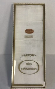 Vintage Arrow Men's Handkerchiefs Hand Rolled Hand Monogrammed J Set of 3 - Picture 1 of 10