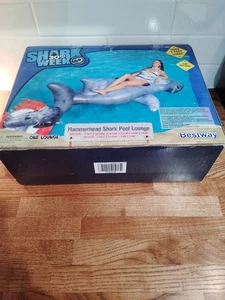 Bestway Discovery Shark Week 30th Great White Shark Pool Lounge Over 7’ Long - Picture 1 of 5