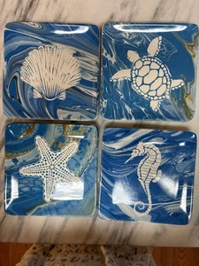Coastal Themed Square Plates - Picture 1 of 4