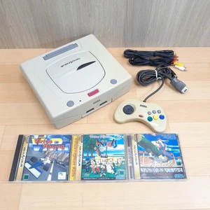 Sega Saturn white console bundle with 3 games & cables * US DUTY PAID - Picture 1 of 10