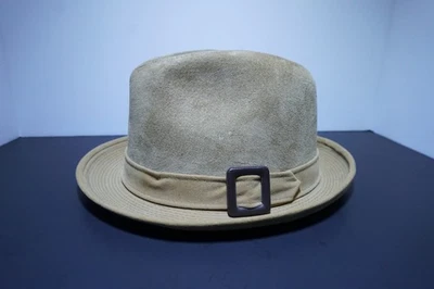 De colección Dobbs Fifth Avenue Hombres Tostado Cuero Genuino Gamuza Sombrero Fedora 7 1/8 Foto 1 de 4