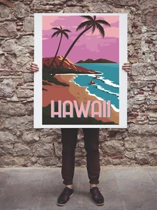 Hawaii print poster wall art travel holiday honeymoon wedding gift present - Picture 1 of 2